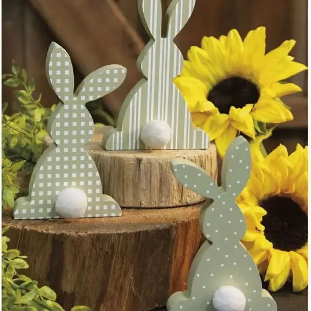 Easter Bunny Cottontail Wooden Shelf Sitters Rabbit Decor Cottagecore Country